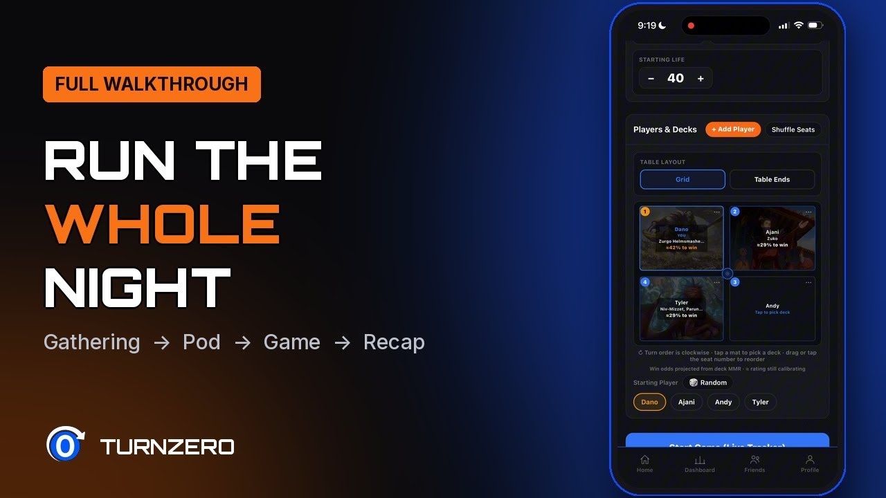 TurnZero HQ App tutorial. Full MTG life tracker walkthrough 