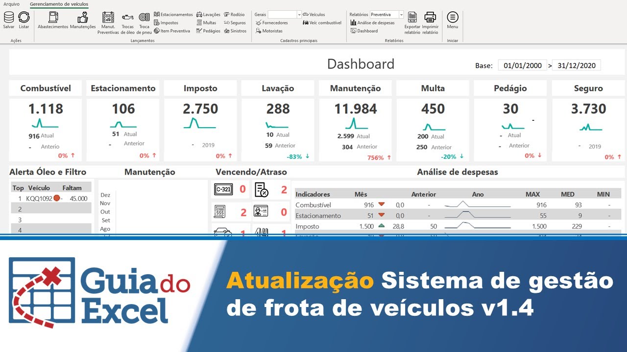 Planilha de gest&atilde;o de frota de ve&iacute;culos Excel v1.4