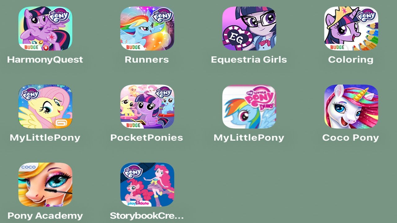 My Little Pony: Harmony Quest, Rainbow Runners, Equestria Girls, My Little Pony: Magic Princess, ...
