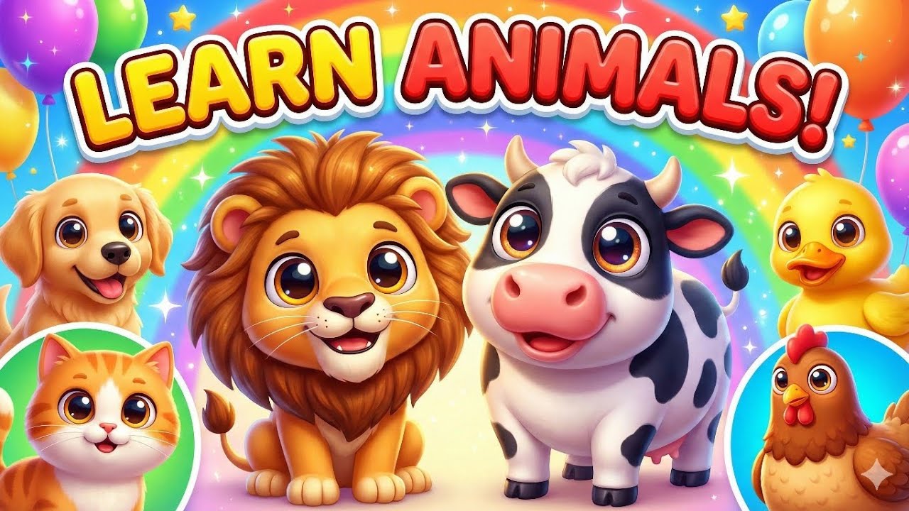 Learn Animals & Animal Sounds 🐄🐶🐱 | Fun Kids Song | Preschool Learning #nurseryrhymes #kidsrhymes 