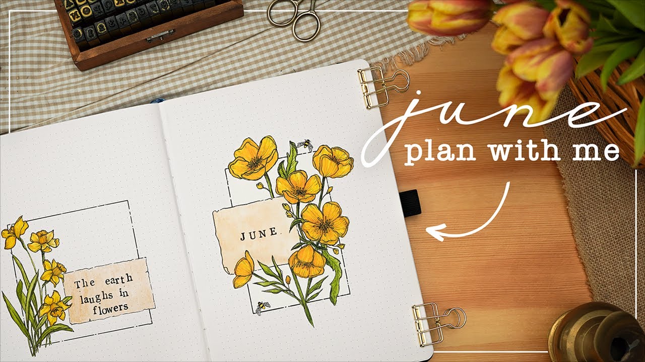 June BuJo Plan With Me | Spring Flowers 🌻