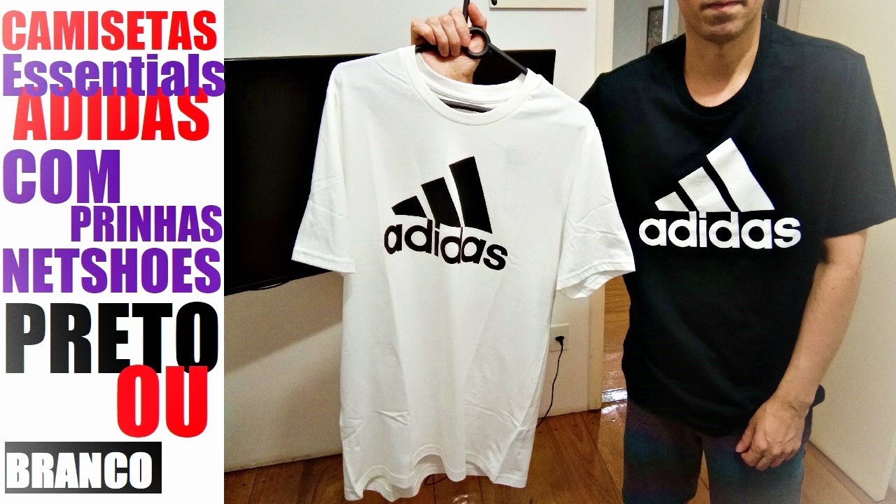 Camiseta Adidas Essentials Big Logo Masculina - Branco+Preto e Preto+Branco (Netshoes)