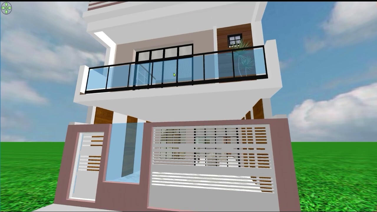 Planta 3d para sobrado lindo em terreno 6x20