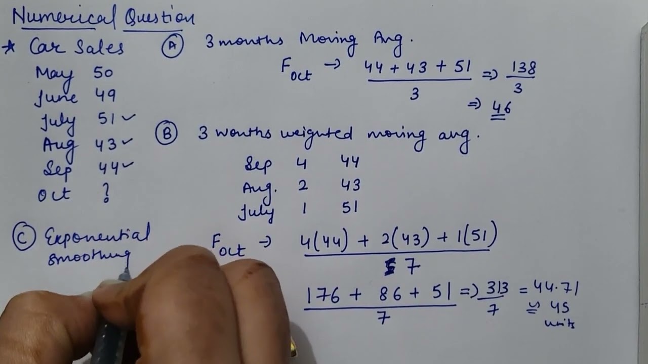 Numerical on Sales Estimation| 3 Months Moving Average| Weighted Moving Avg| Exponential Smoothing