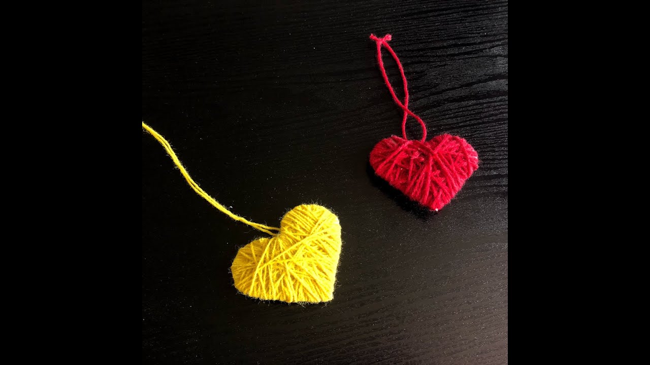DIY Yarn hearts | How to make a wool hearts | Valentine Yarn heart | Wooly Heart decorations