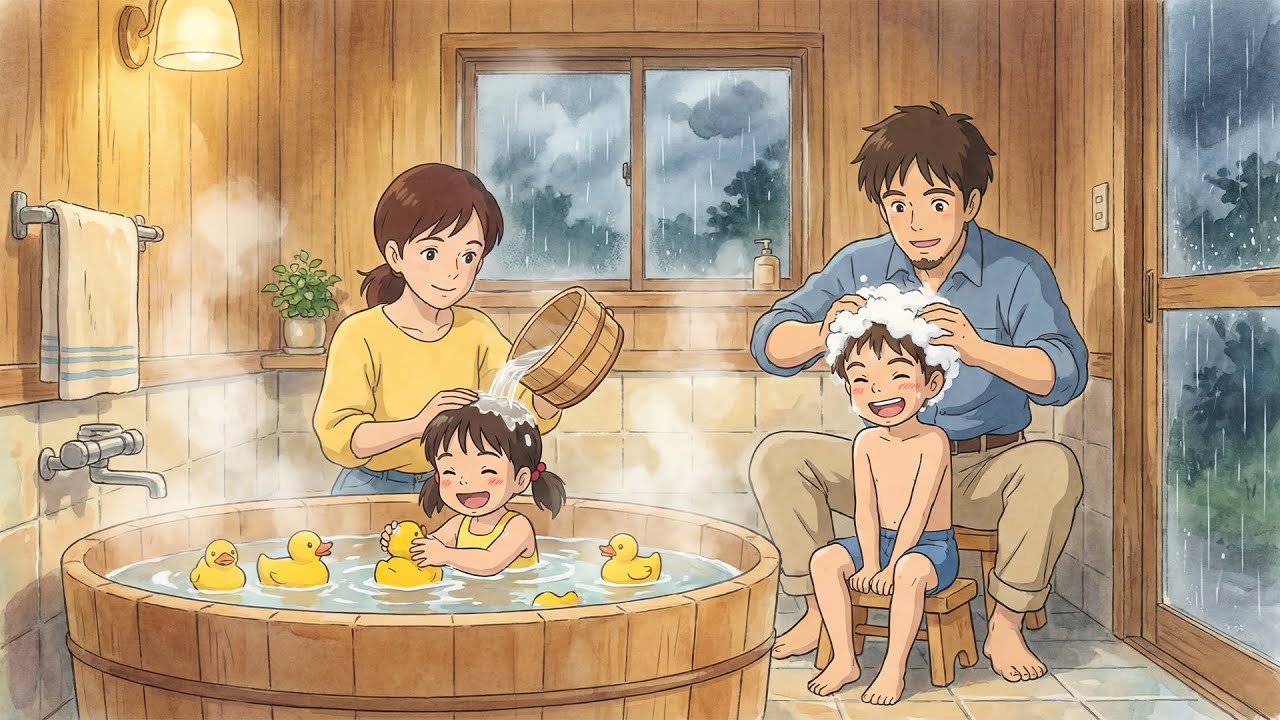 A Gentle Rainy Night: Cooking Udon & Sharing Family Moments | Ghibli-Style ASMR