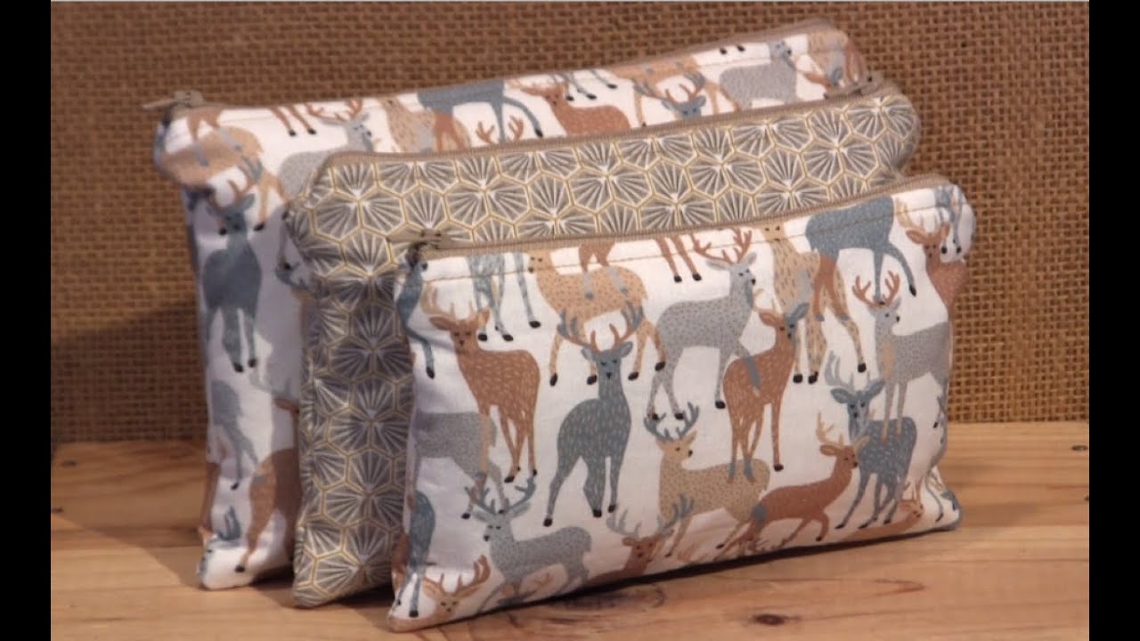 Trio Trousses Pochettes, Tuto pas à pas, DIY déb, modèle inédit de ma création mais gratuit.