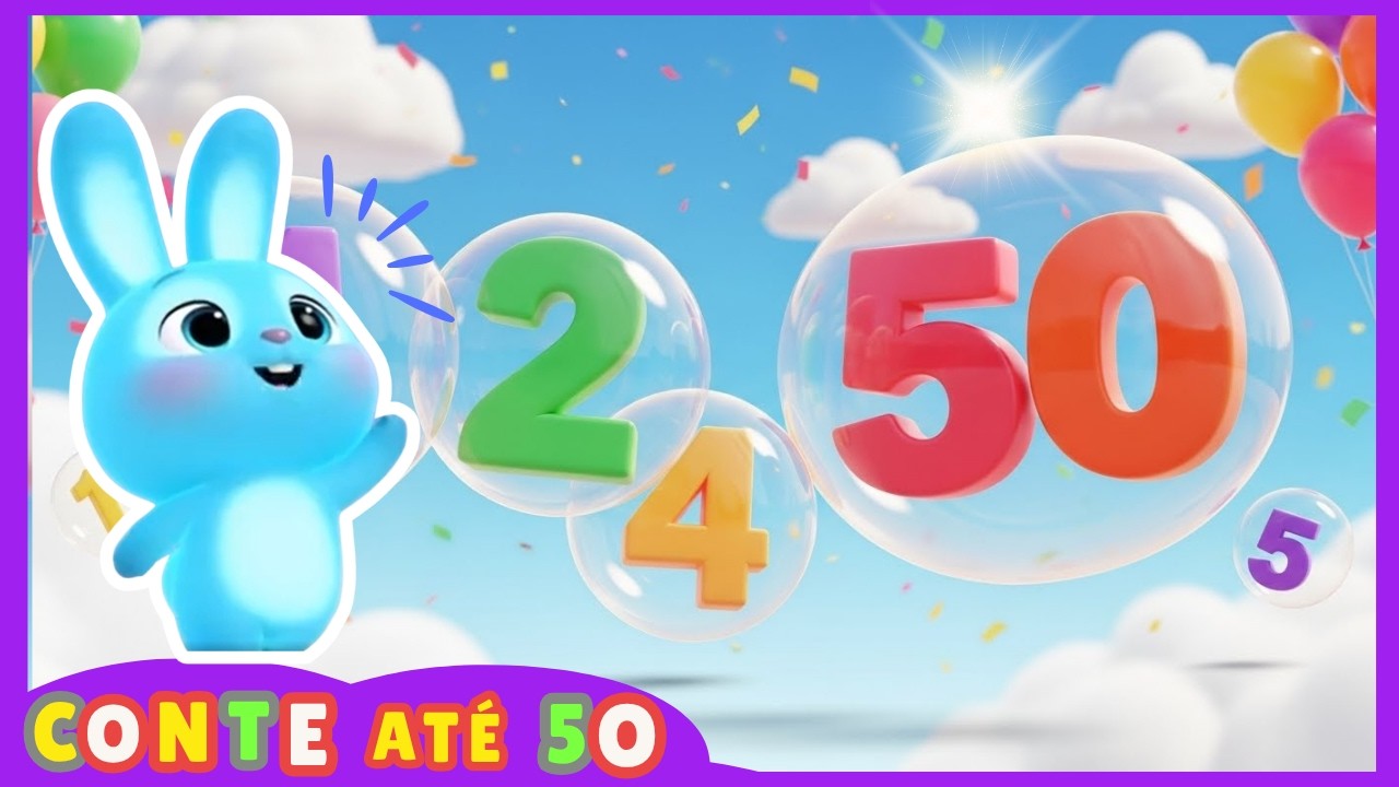 APRENDENDO OS NÚMEROS DE 1 A 50 🎉 Aprenda Brincando com Cores e Diversão! Vídeo Educativo Infantil