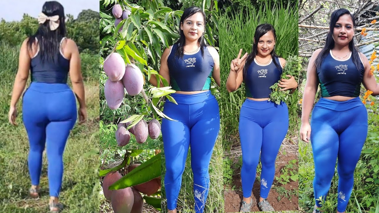 SALVADOREÑA en el CAMPO ,CORTANDO MANGO PANADES y chipilin.
