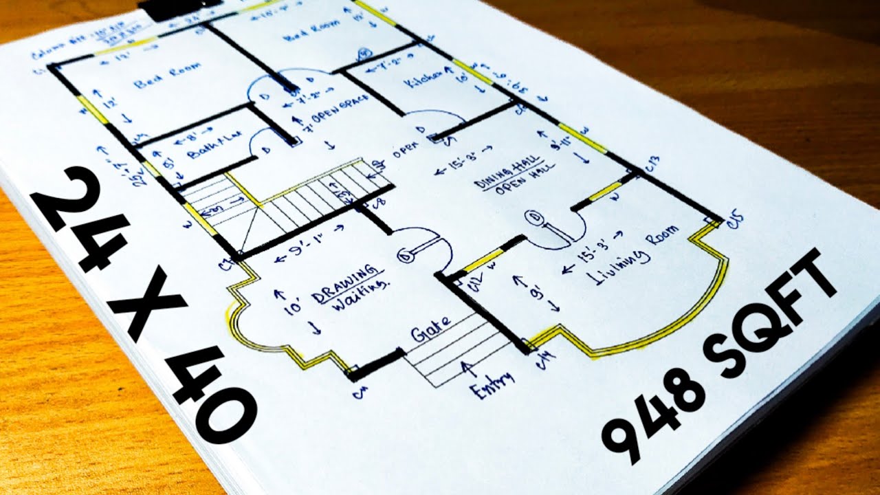 24 x 40 sqft house plan II 24 x 40 ghar ka naksha II 24 x 40 home design