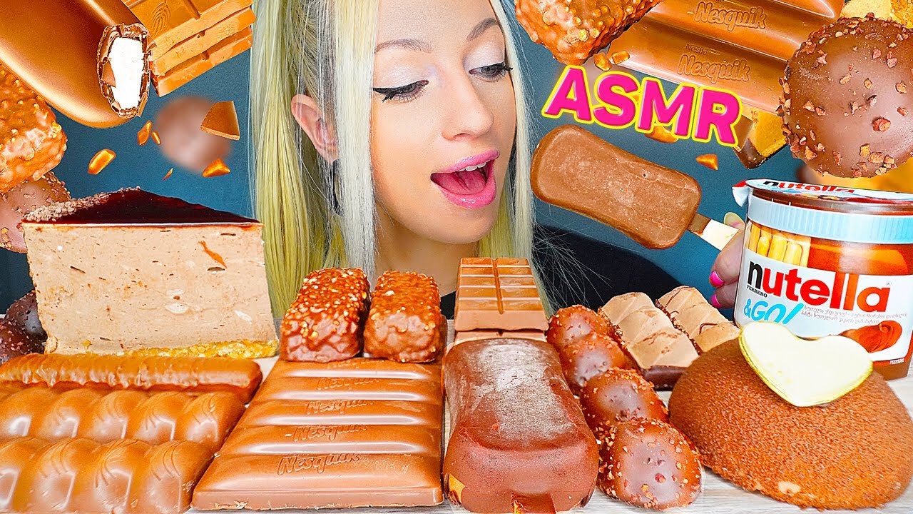 ASMR EATING CHOCOLATE, ICE CREAM, NUTELLA, MOUSSE CAKE 초콜릿 디저트 아이스크림, 케이크 (MILKA, KINDER) MUKBANG 먹방