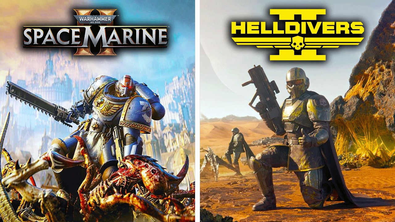 Warhammer 40K Space Marine 2 vs Helldivers 2 - Physics and Details Comparison