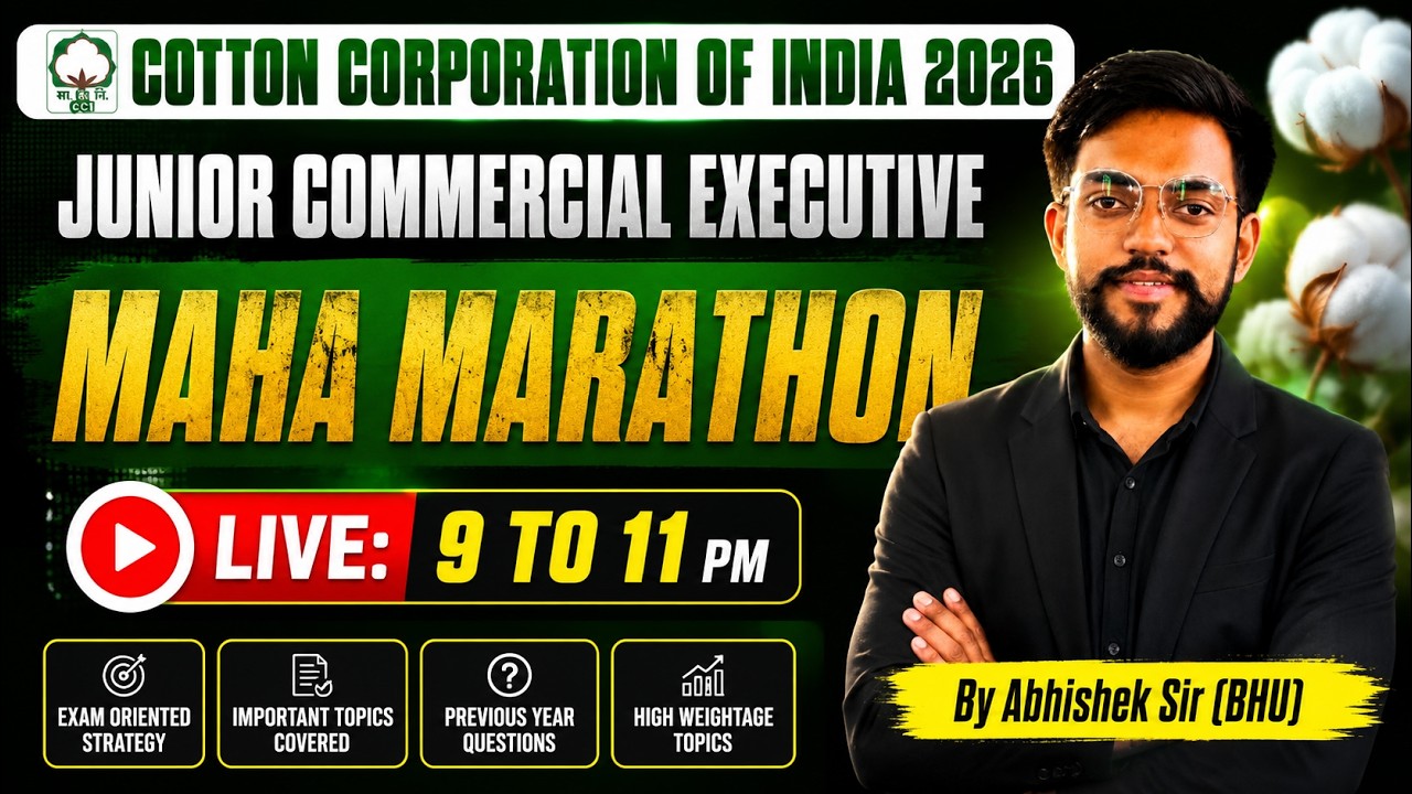 CCI JCE 2026 MAHA MARATHON 🔥 | Junior Commercial Executive | Most Important Questions | LIVE 9&ndash;11 PM