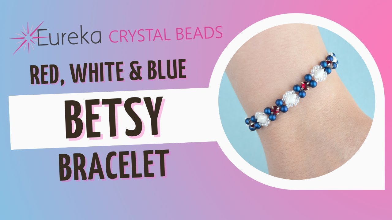 Make the Betsy Beaded Bracelet | 2-Needle Weave w/ GemDuos and Preciosa Montees for 4th of July ❤️🤍💙