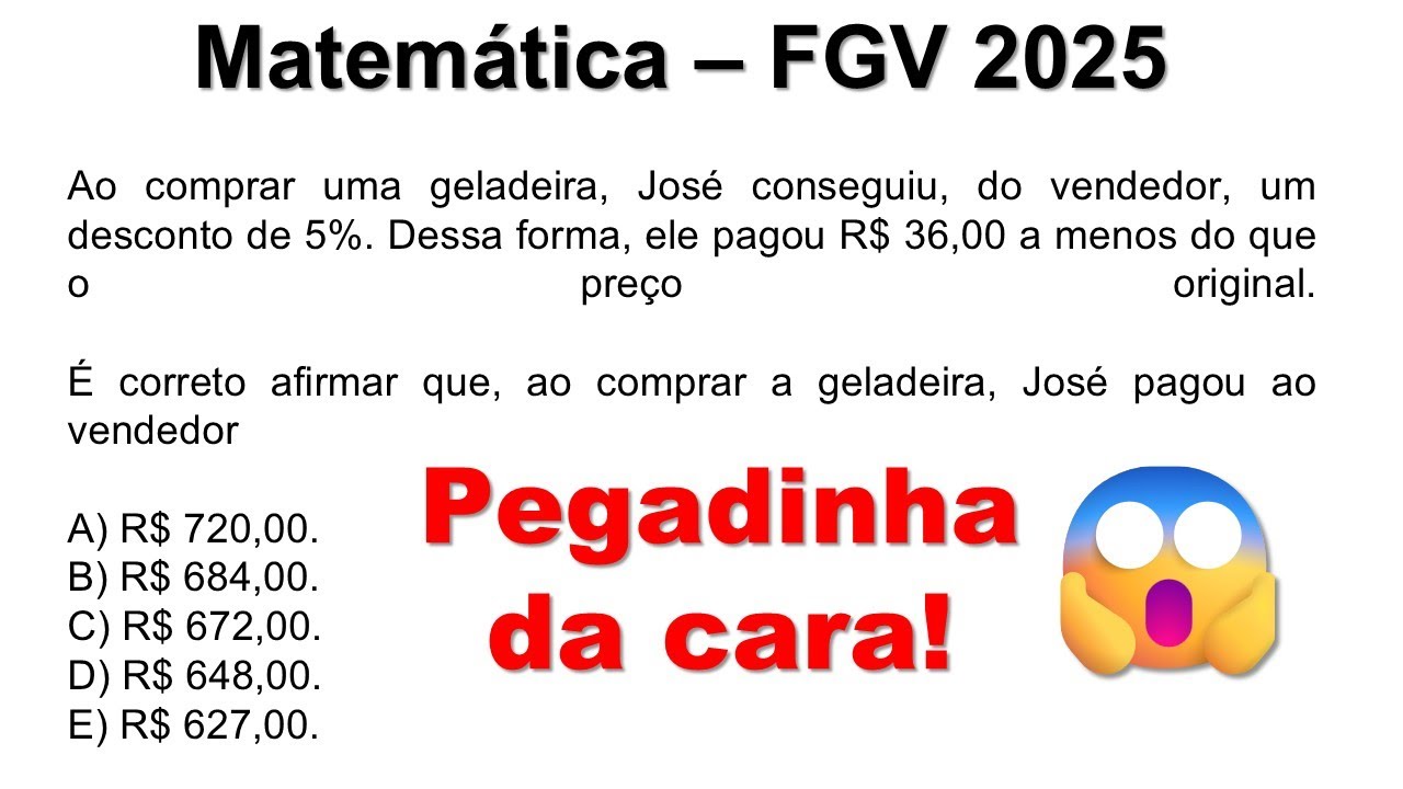 FGV NÃO PERDOA! Porcentagem e Descontos que MAIS CAEM em PROVA com pegadinha!
