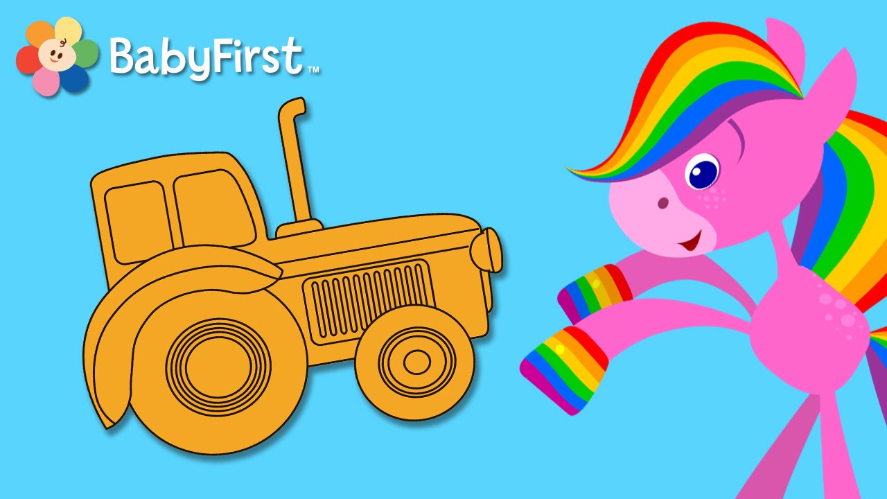 Riding | Coloring and Music | Rainbow Horse | BabyFirst TV