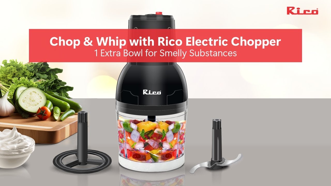 Rico  Electric Vegetable Chopper for Kitchen | Two Unbreakable Bowls Easy Cutting  400 Watts Motor
