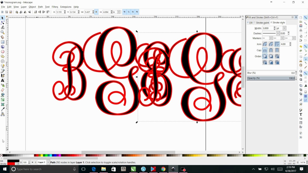 how to design a monogram in Inkscape