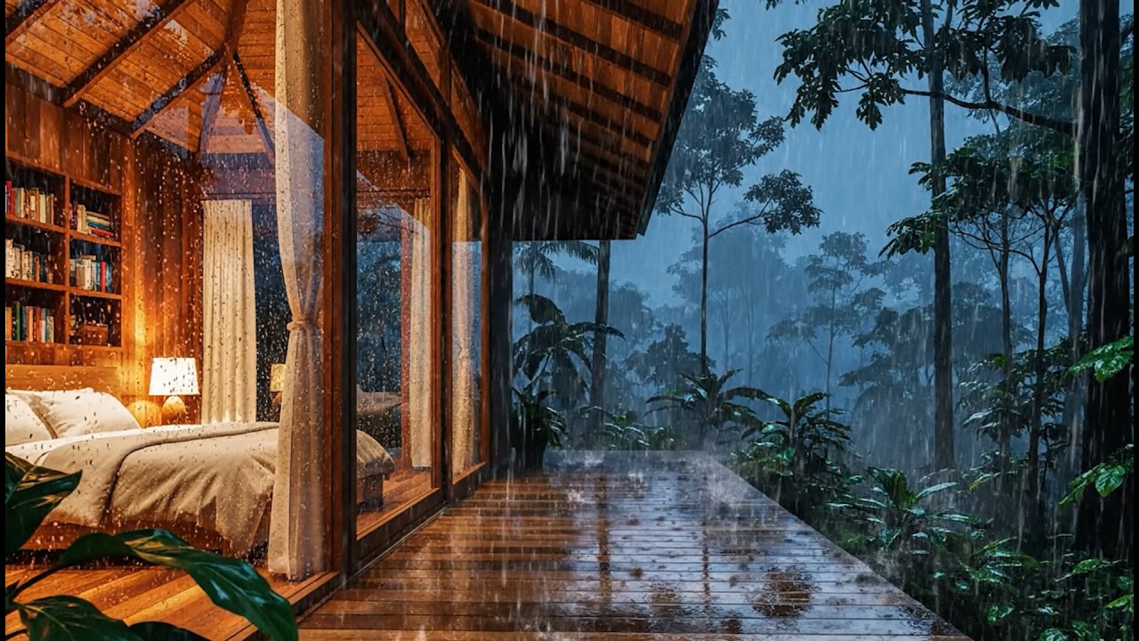 Cozy Cabin in Heavy Rain 🌧️ Relaxing Rain Sounds for Sleep & Deep Relaxation