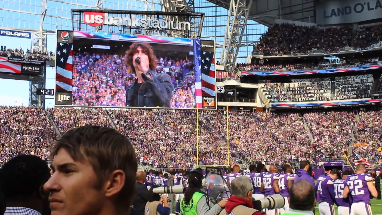 Cobi sings the National Anthem at US Bank Stadium