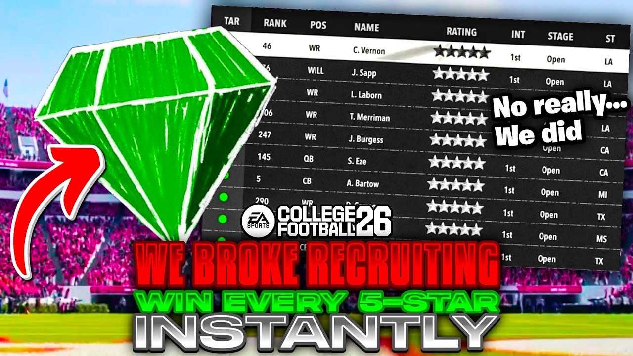We Broke Recruiting in CFB 26… Win Every 5-Star Instantly
