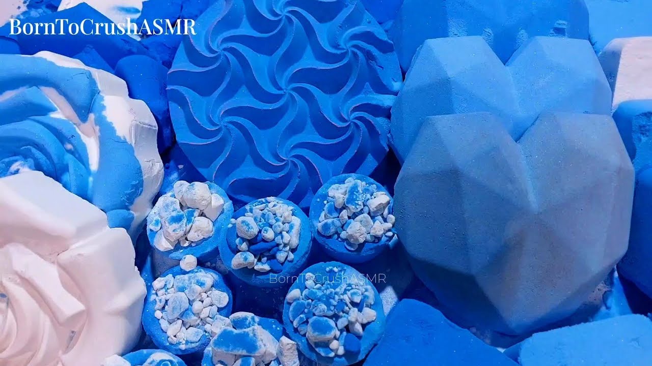 Blue & White Baking Soda Crush | Satisfying | Relaxing | ASMR Baking Soda |