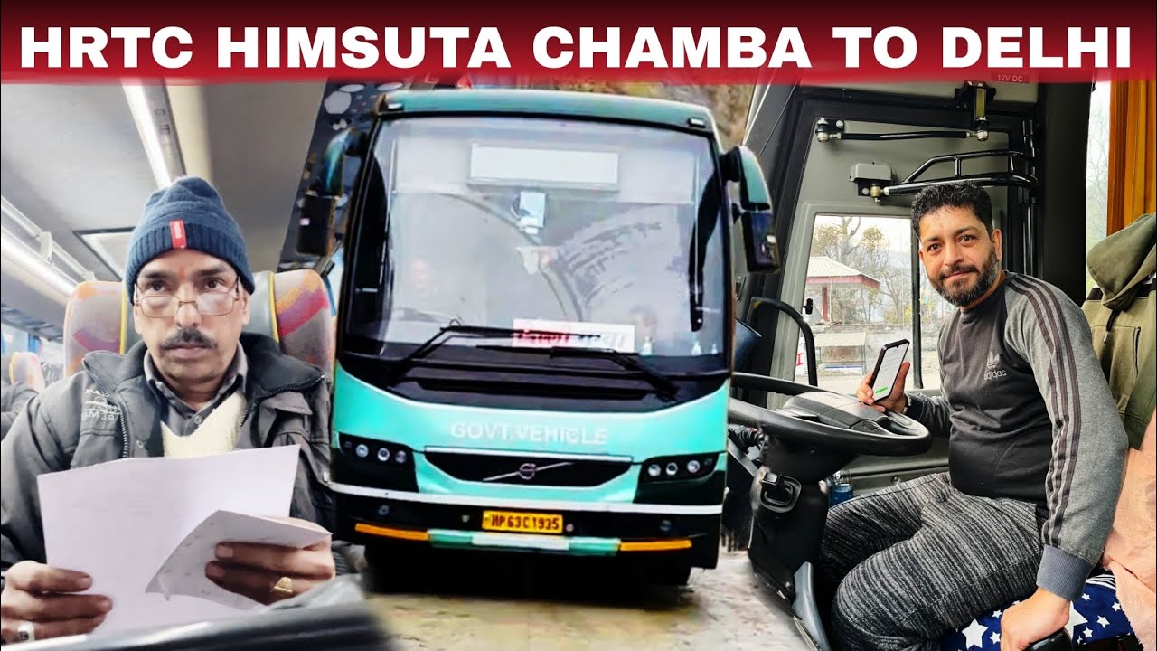 Hrtc Himsuta Volvo Bus Chamba To Delhi 👌 #hrtcbus #busvlog #travel 