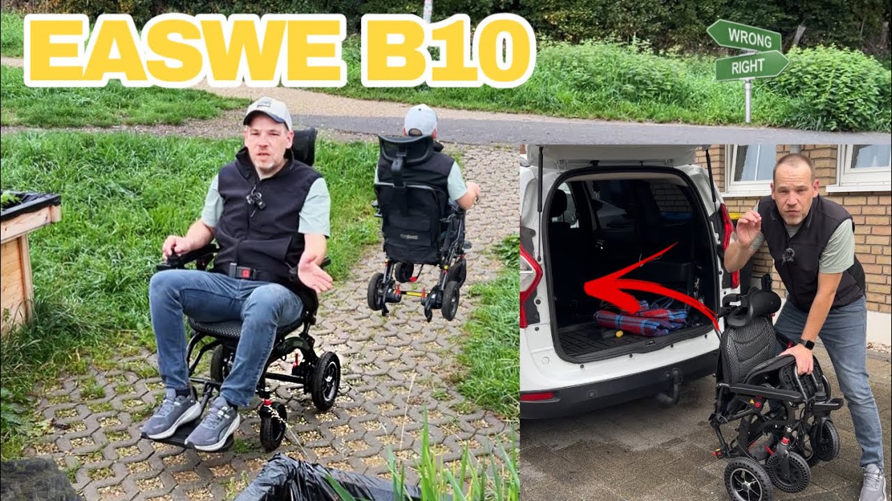 EASWE B10 faltbarer Elektrorollstuhl mit 360 Grad Steuerung Test Review im Haus und Park