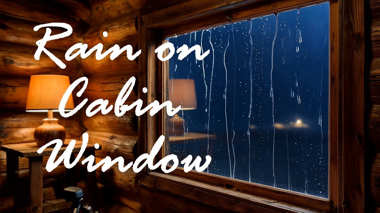 Rain on Cabin Window, Warm Lamp Glow, 1 Hour, No Music