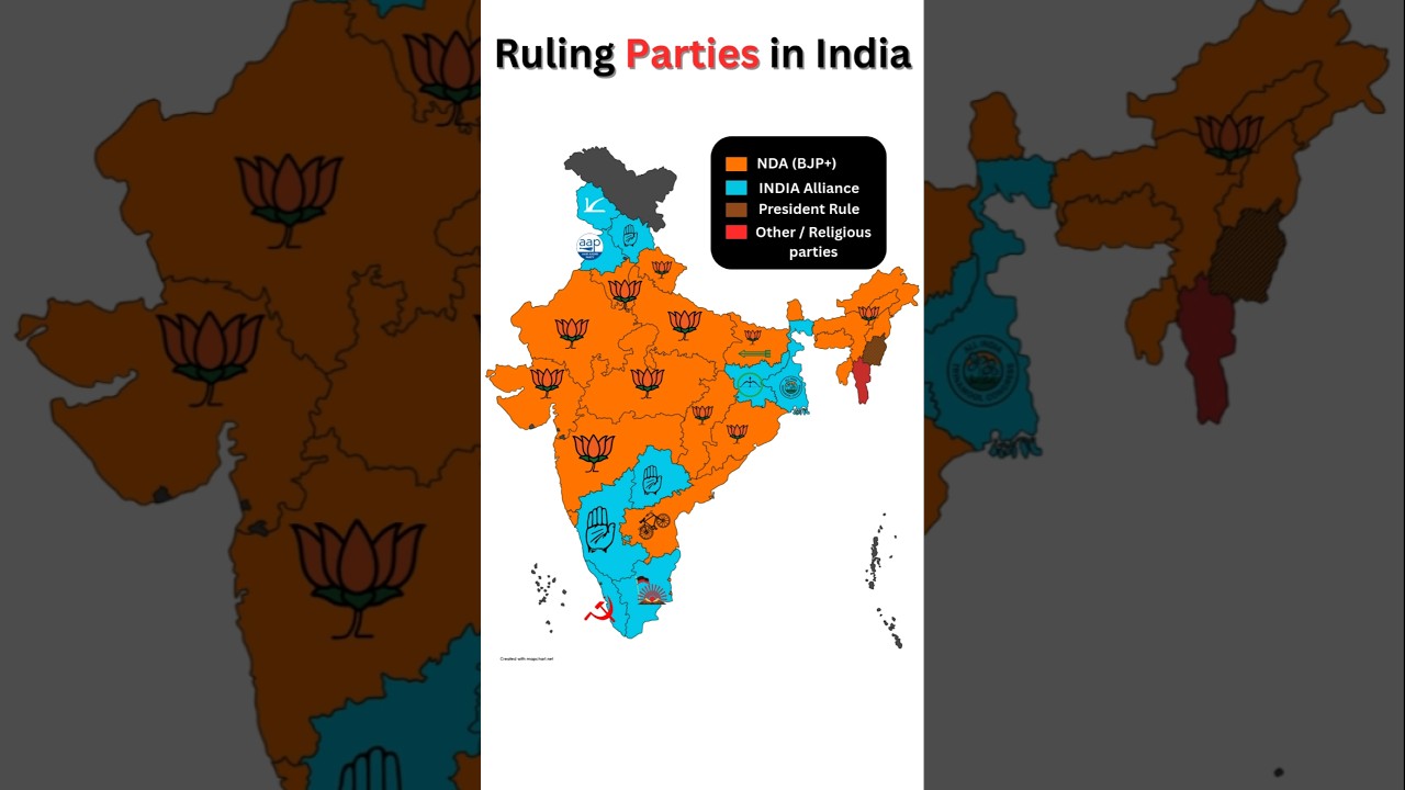 Ruling Party in Indian States 2025 | BJP vs Congress | NDA vs INDIA | Delhi Election 2025