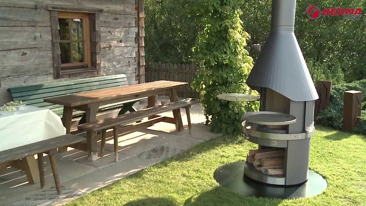 Cheminée fahrbar, aus Edelstahl 