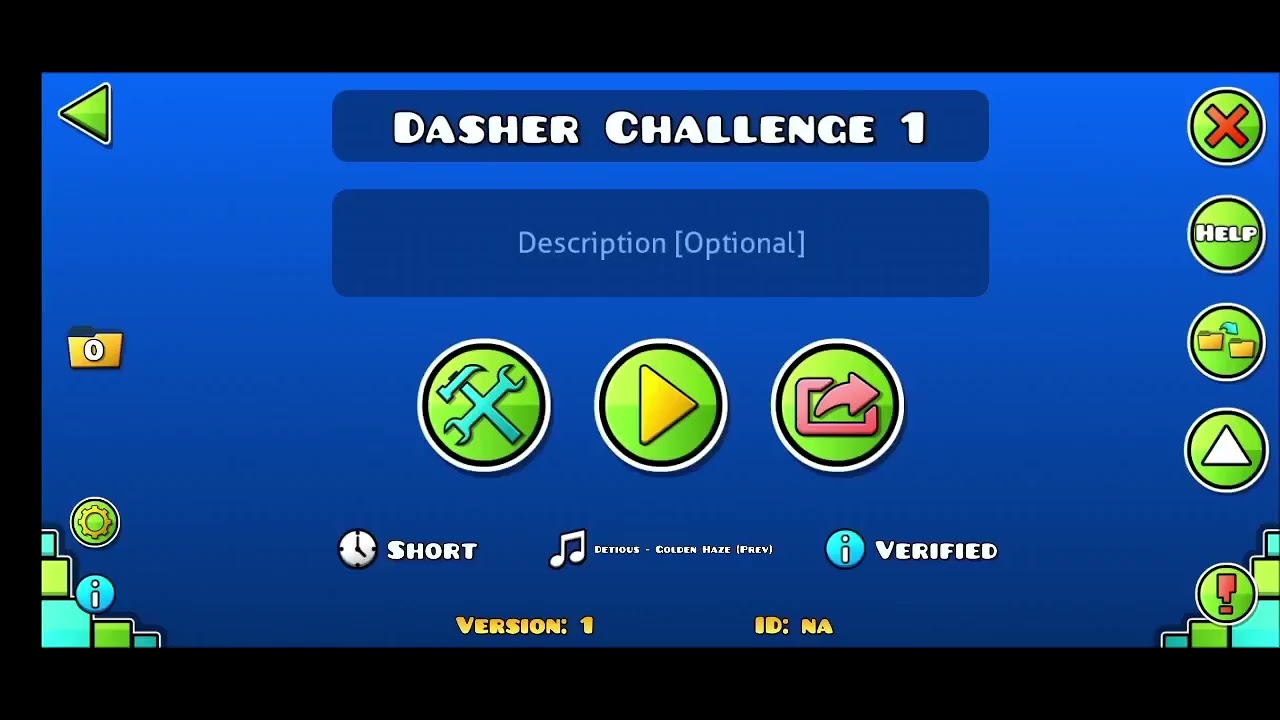 Dasher Challenge 1 100% Verified! Geometry Dash My First Level