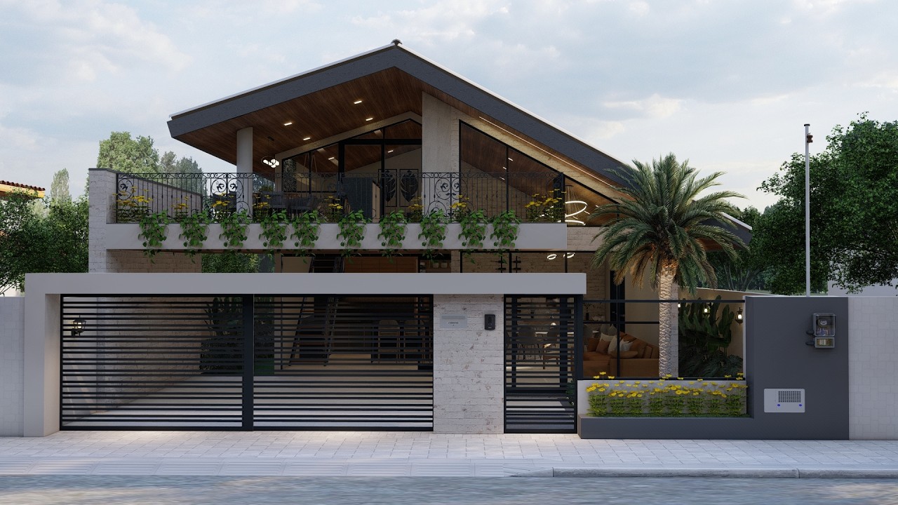 Uma casa com uma fachada muito elegante | COM VARANDA GOURMET |