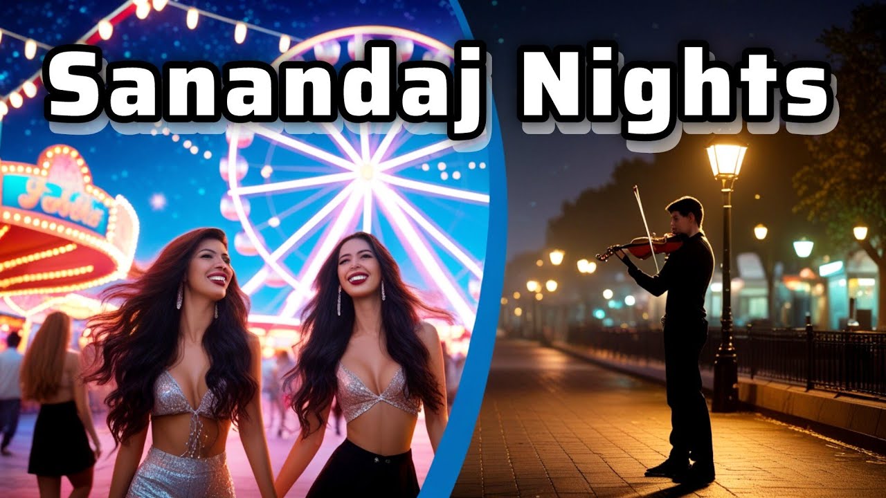 Nights of Sanandaj: Night views of Sanandaj, the Sanandaj amusement park, and a street violinist🌆🎢🎻