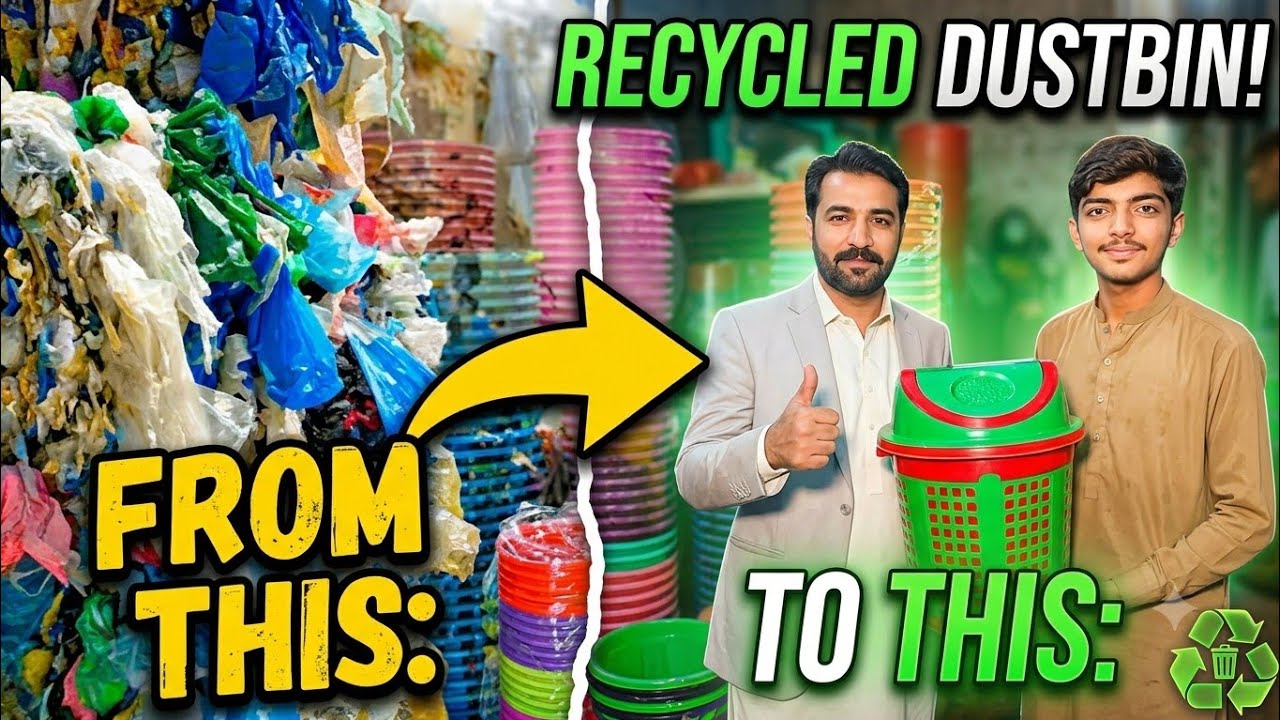 Making a plastic dustbin from old recycled materials | Recycling of Old plastic bags Mass Recycling