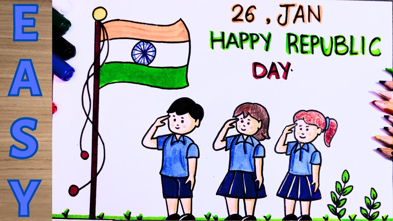 Constitution Day Poster Drawing | Simple Indian National Day Art