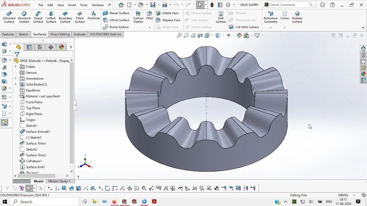 COMPLEX PART   SOLIDWORKS SURFACE MODELING