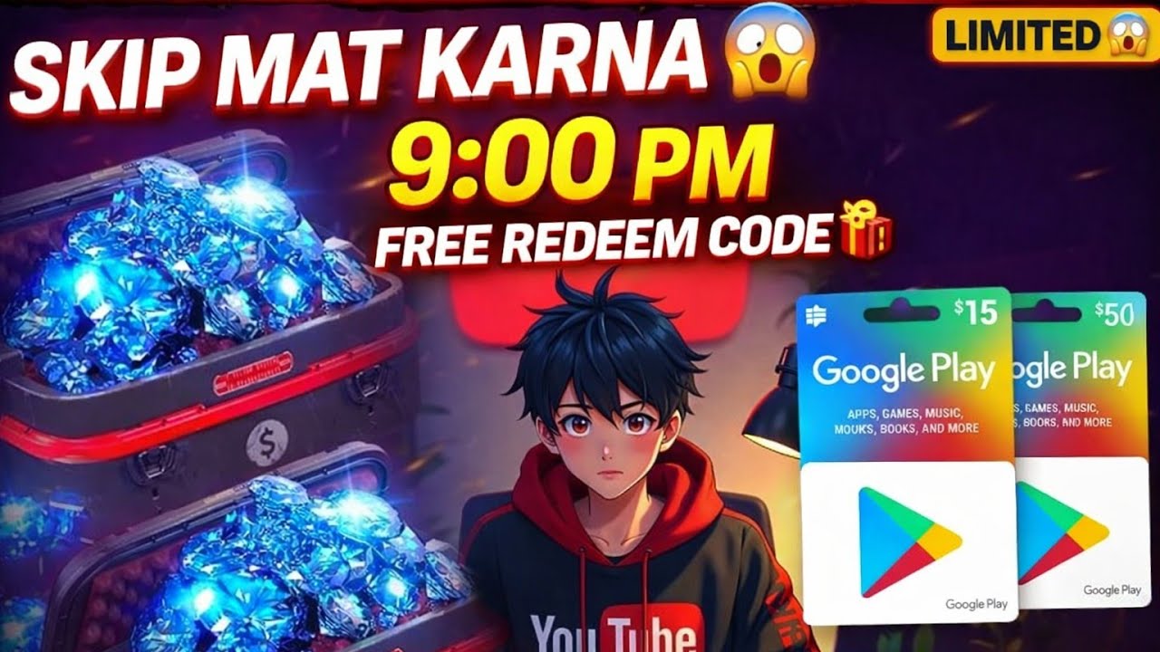 FF SKO  is live FREE REDEEM CODE 😱 GIVEAWAY TODAY 9 PM 🕖
