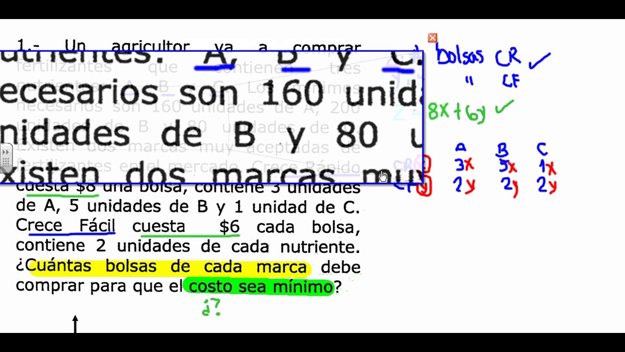 Ejercicio de Programacion lineal