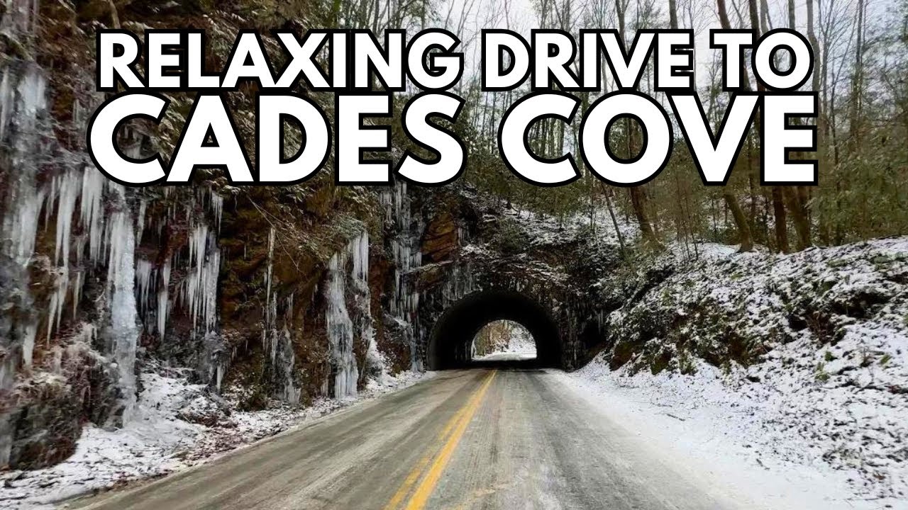 Relaxing 4K Snowy Drive To Cades Cove In The Great Smoky Mountains National Park
