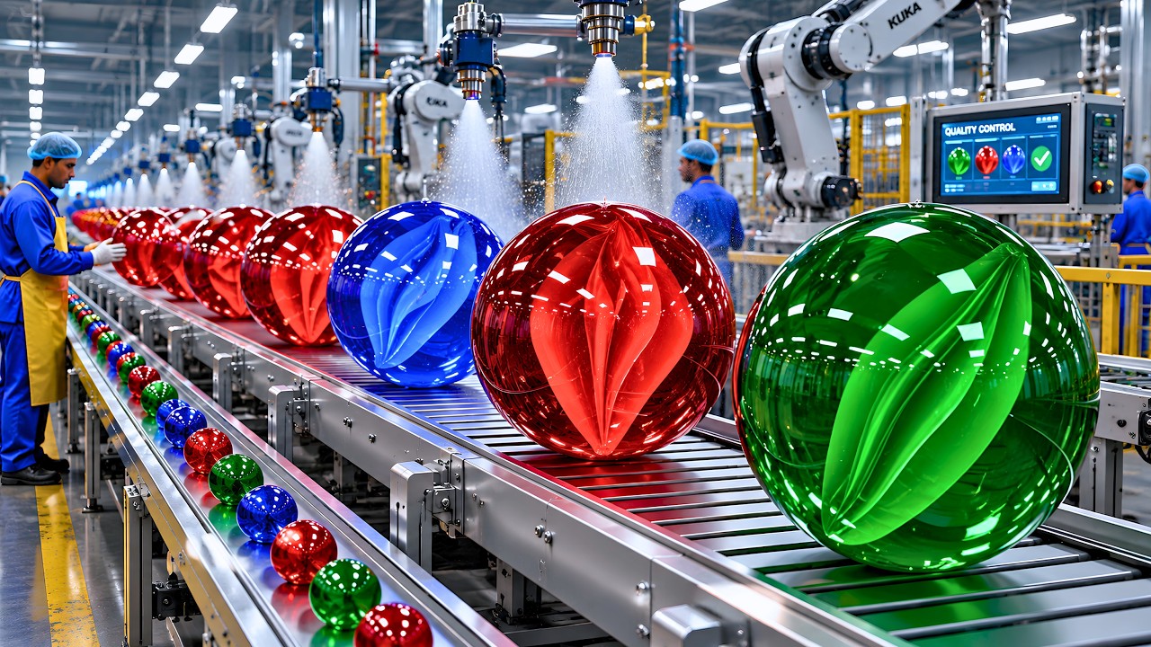 Inside a Modern MARBLE Factory: From SCRAPE GLASS to Perfect SHINEY MARBLES(Full Process)