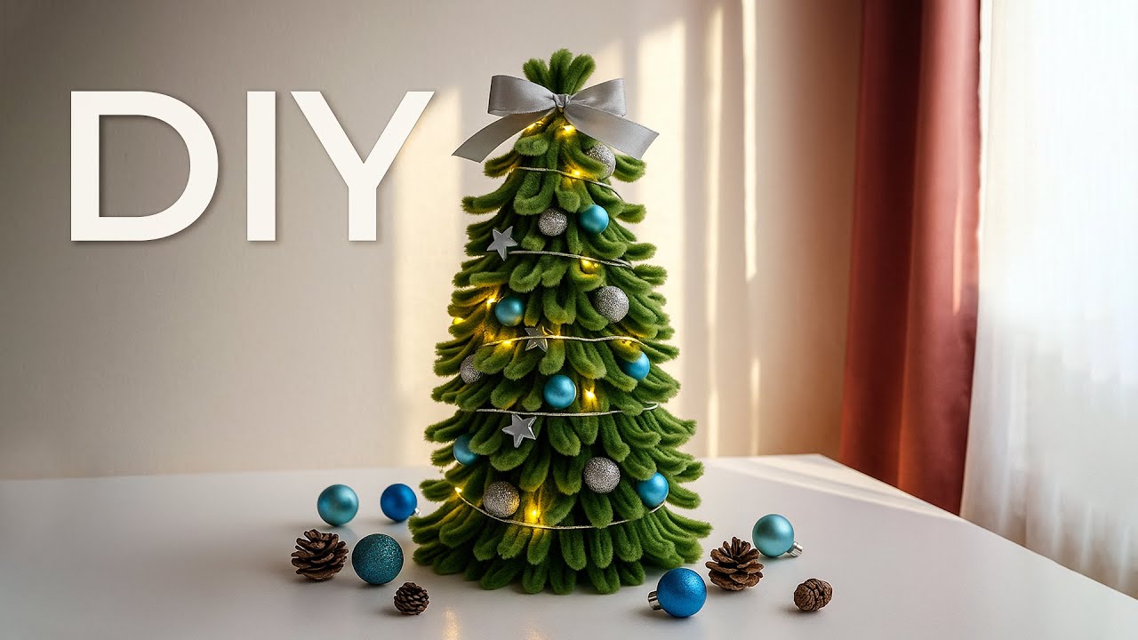 Cute and Easy DIY Christmas Tree with Pipe Cleaners 🎄🎀 Cozy Room Decor! ✨✨