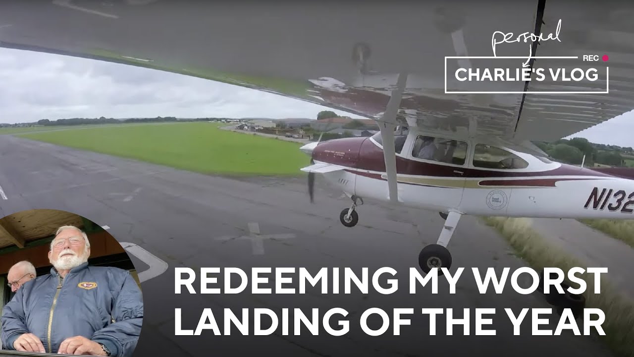 My old flight instructor sees my terrible x-wind landing! C182 biz day trip Dunks - Enstone