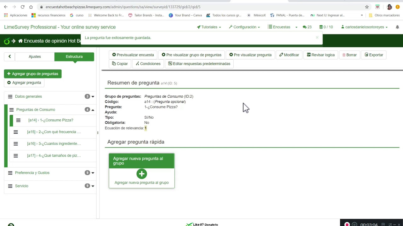 Condiciones de limesurvey