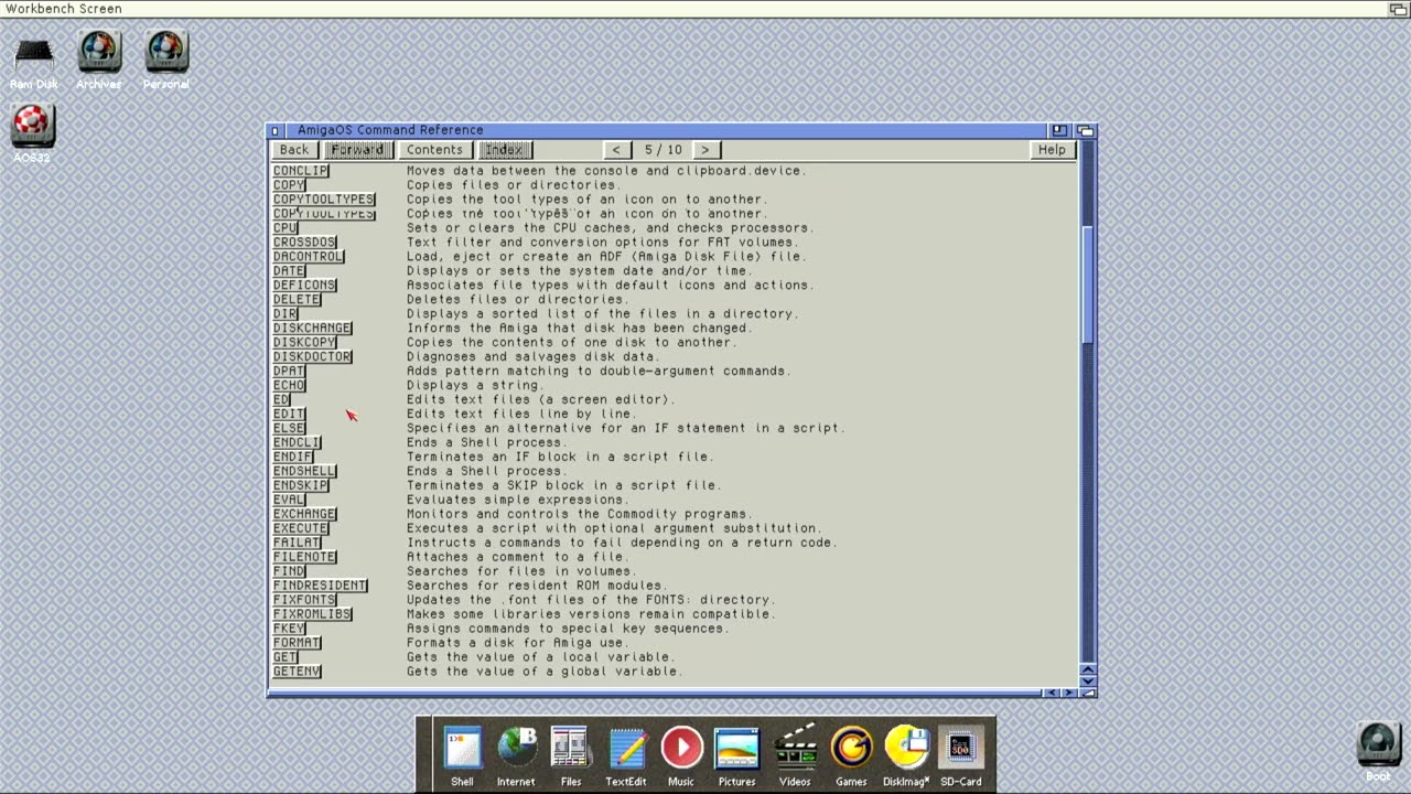Amiga OS 3.2 Built in Help feature.
