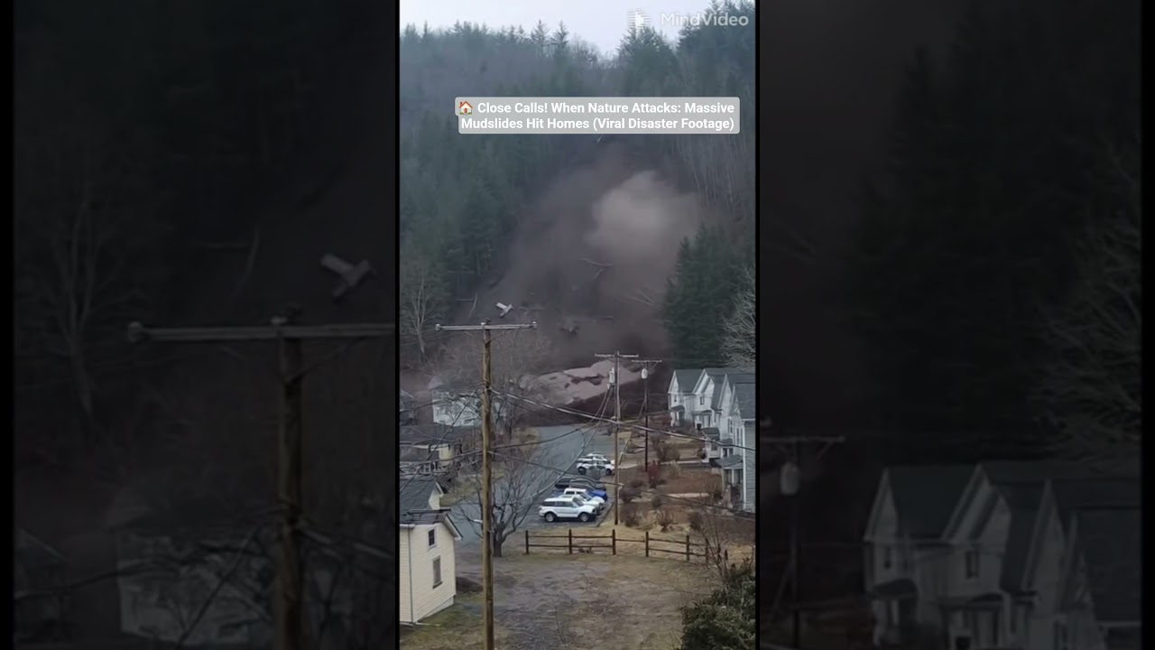 🏠 Close Calls! When Nature Attacks: Massive Mudslides Hit Homes (Viral Disaster Footage)#Landslide