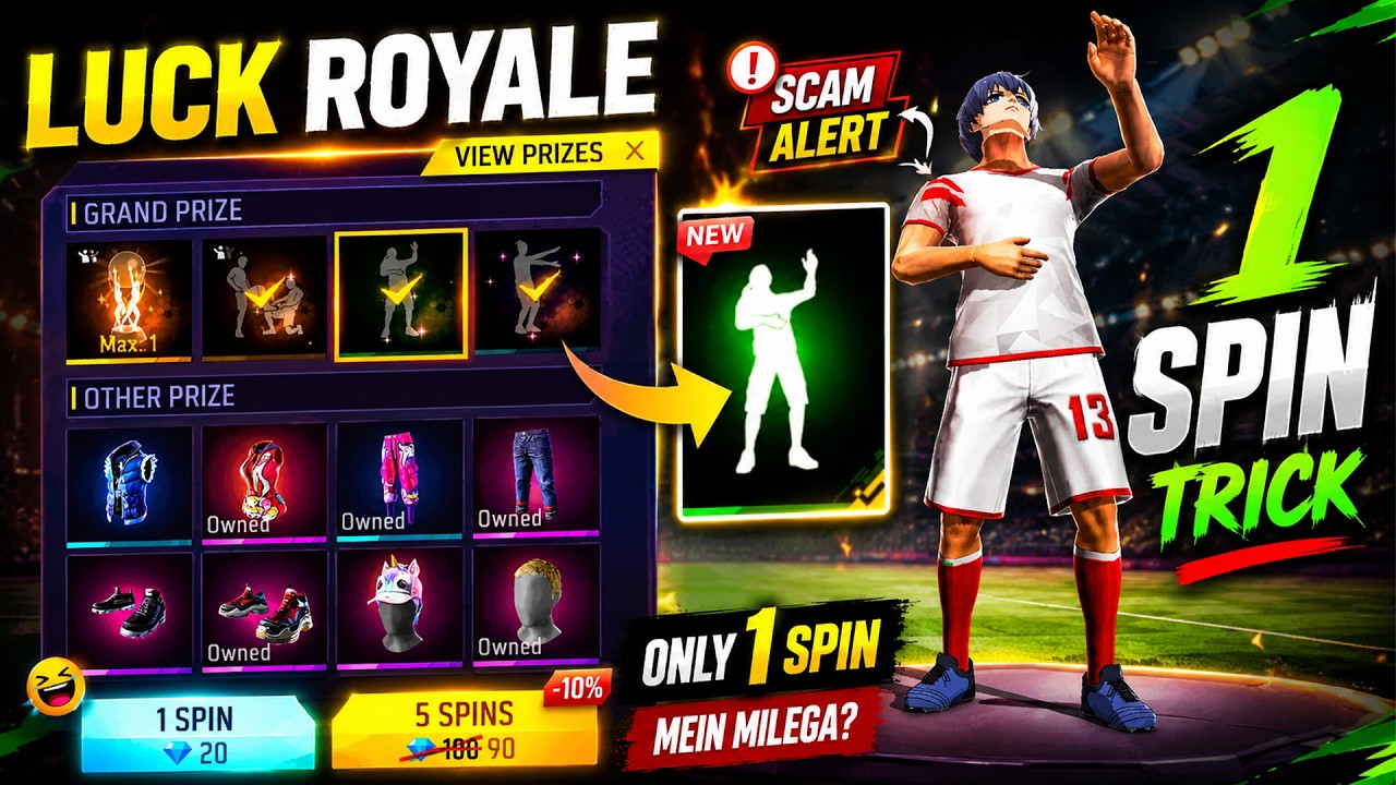 LOL Emote 1 Spin Trick 🤩 | LOL Emote Return | LOL Emote Luck Royale | FF New Event Today 