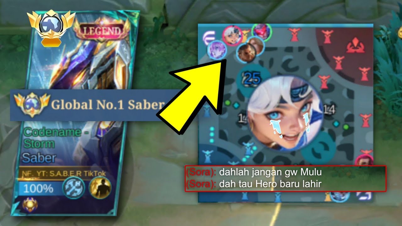 TOP GLOBAL SABER ROAM BIKIN SOYA KENA MENTAL SAMPAI FEEDER | MOBILE LEGENDS