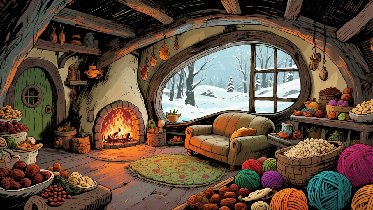 Medieval Fantasy Music — Cozy Hobbit Fireplace and Winter Provisions
