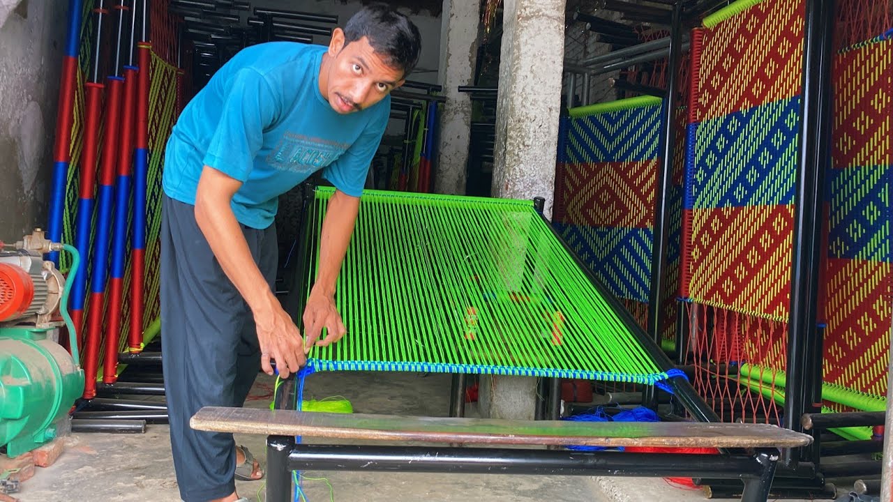 Artistic Technique of Weaving A Cot | Khatia Bunai Process Fast